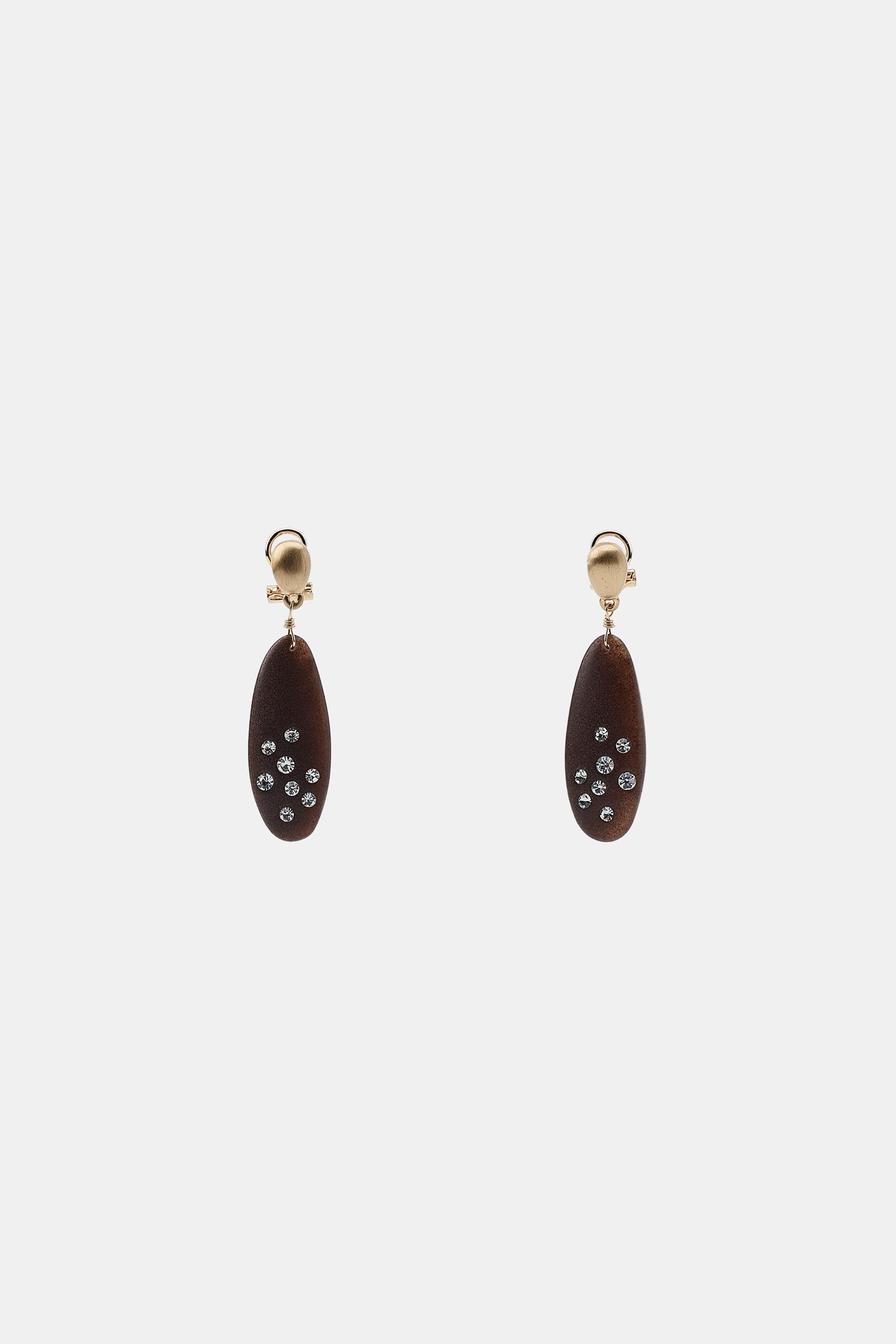 GLITTER WOOD EFFECT EARRINGS | Zara US