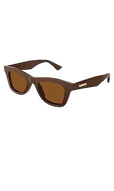 Bottega Veneta Square Sunglasses in Brown from Revolve.com | Revolve Clothing (Global)