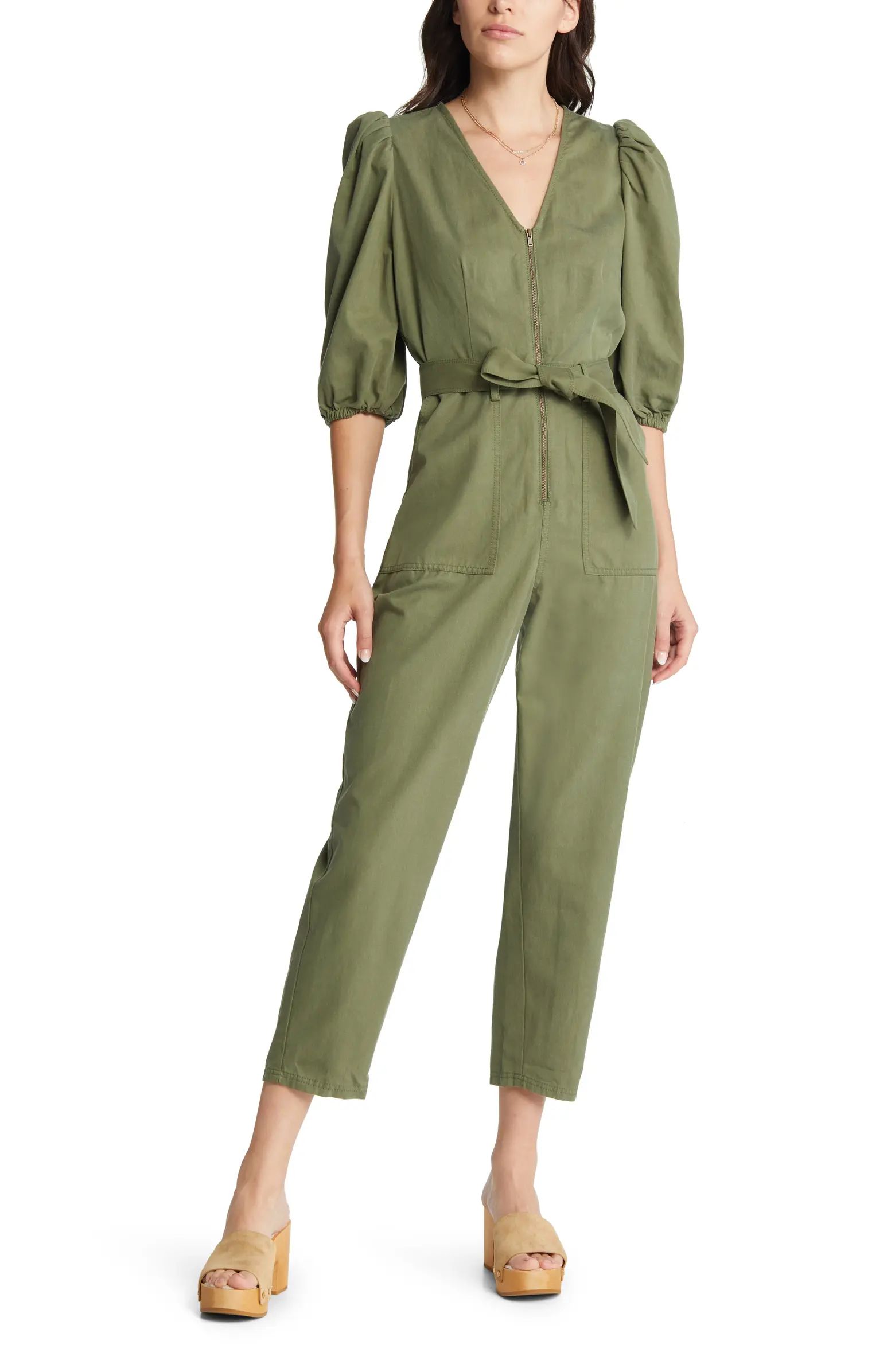 Women's Woven Zip Front Washed Jumpsuit | Nordstrom