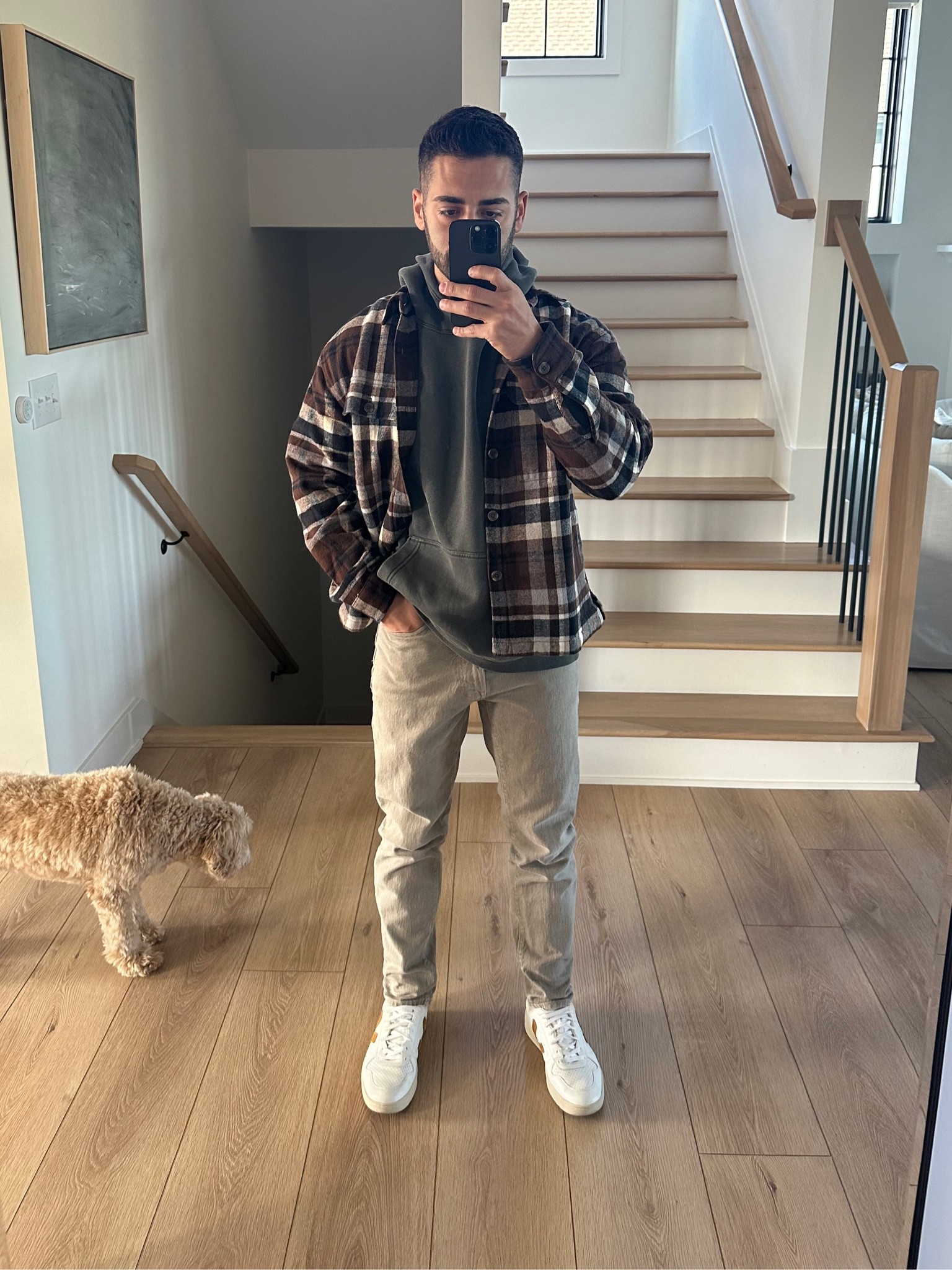 Wearing a medium in sweatshirt (i wish I would’ve gotten a small), medium in shacket, 30x30 in jeans and shoes are TTS! #kathleenpost 

#LTKstyletip #LTKmens