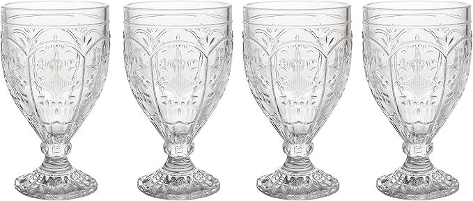 Fitz and Floyd Trestle Glassware Ornate Goblets, 4 Count (Pack of 1), Clear | Amazon (US)