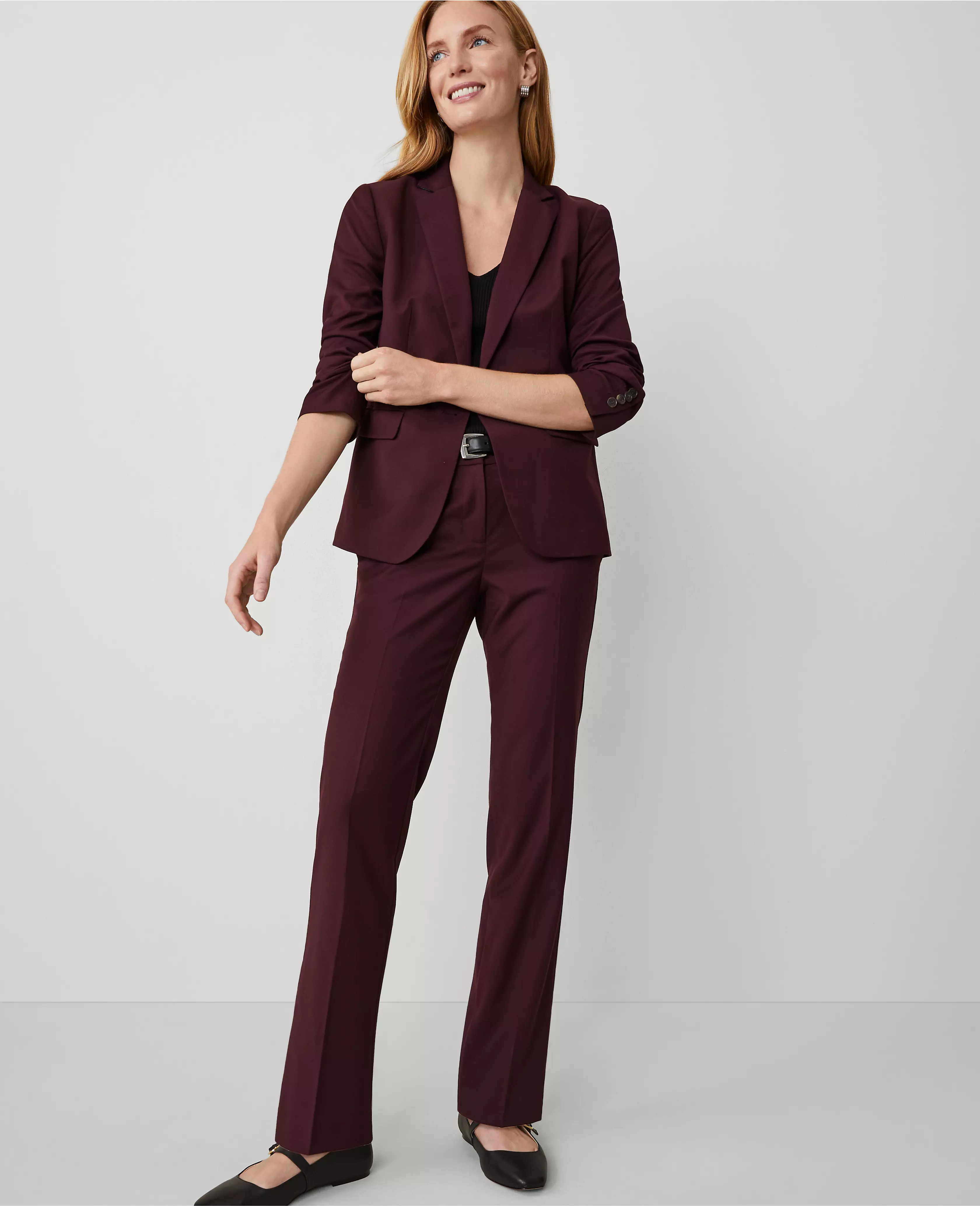 The Petite  Straight Pant in Wool Blend Stretch | Ann Taylor (US)
