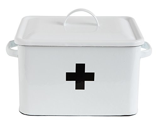 Creative Co-Op Enameled First Aid Lid & Black Front Box, White, Black Cross | Amazon (US)