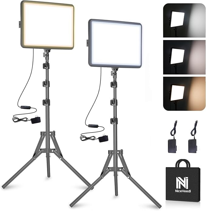 NiceVeedi 2-Pack 25W Photography Lighting, 2900-7000K Dimmable Ring Light with Tripod Stand, 73... | Amazon (US)