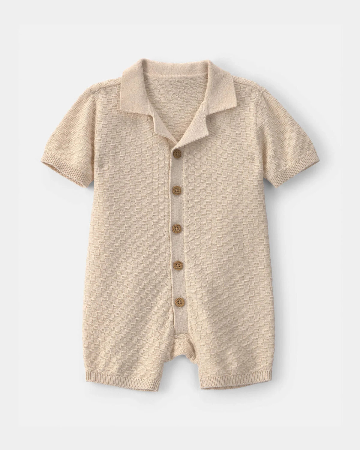 Baby Boy Button-Down Short-Sleeve Romper - Ivory | Carter's Inc