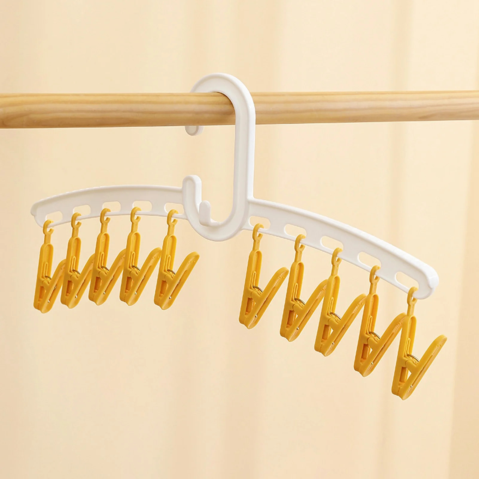 Riousery 10-Clip Straight Drying Rack, Portable Plastic Sock & Underwear Hanger for Travel - Whit... | Walmart (US)
