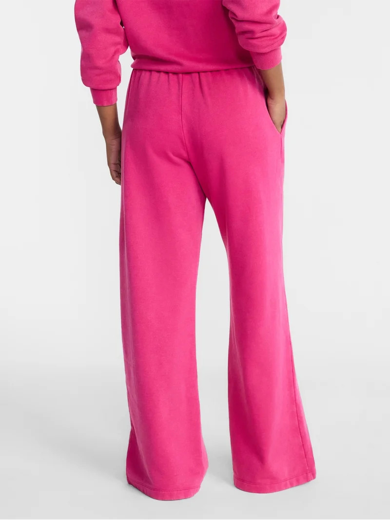 No Boundaries Washed Fleece Wide Leg Pants, 31" Inseam, Women's XXS-XXL | Walmart (US)