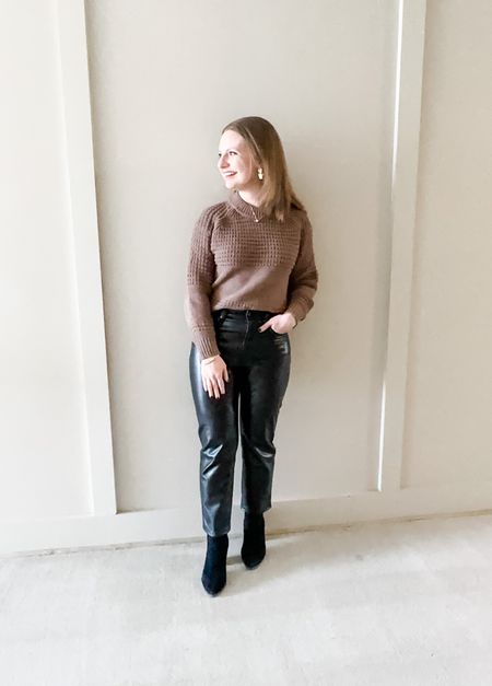 Leather pants are one of my favorite pieces for this winter! They make everything a little more chic and elevated 🖤 These Abercrombie ones are SO good, reasonably priced, and buttery soft. Wearing a 26 short.

#competition

#LTKFind #LTKSeasonal #LTKstyletip