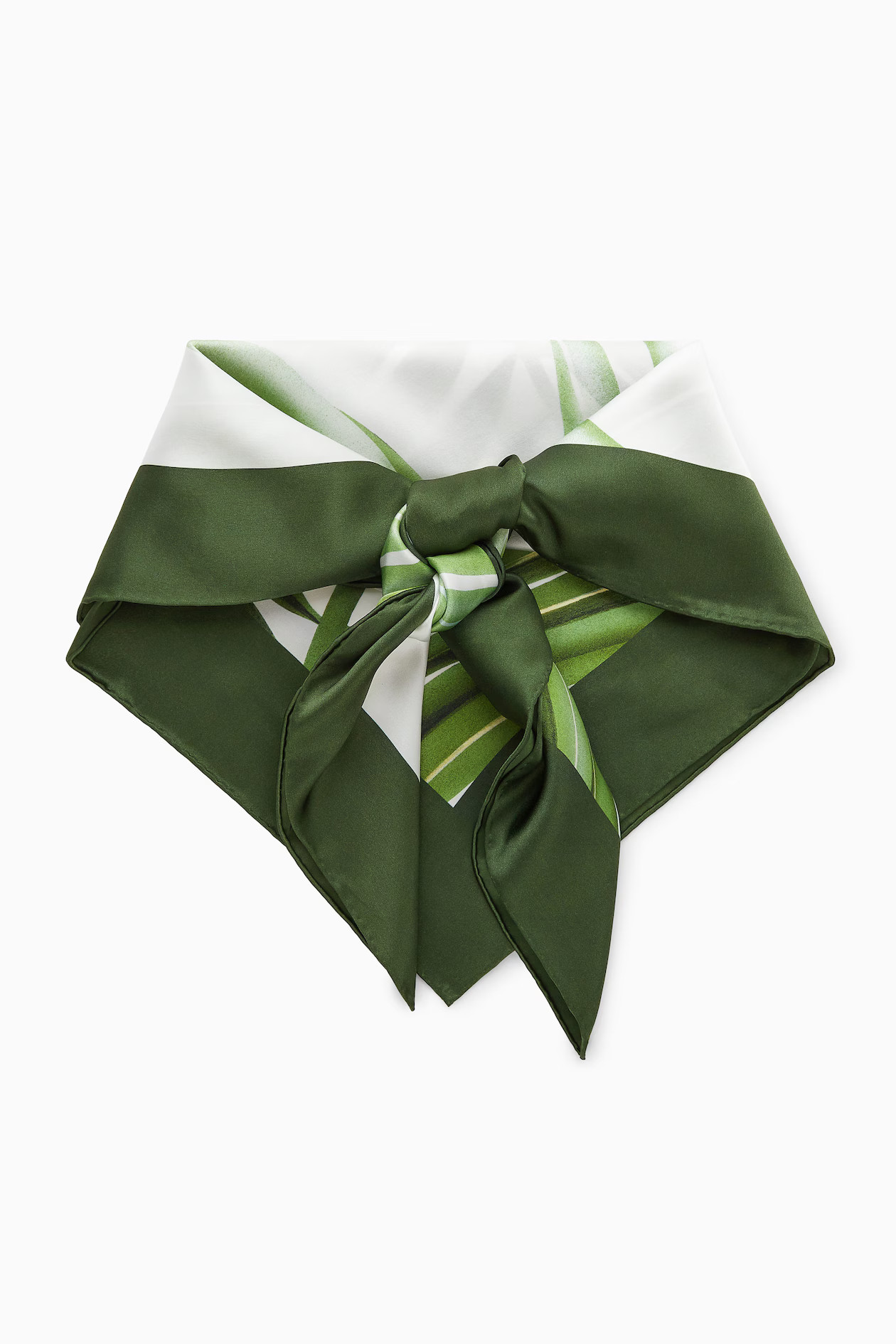 LEAF-PRINT SILK SCARF - WHITE / GREEN | COS | COS UK