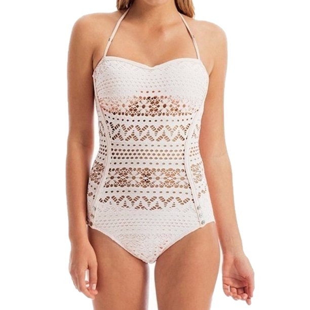 OZS Women Sexy Crochet Knit One Piece Swimsuit Lace Up Bathing Suit Beachwear - Walmart.com | Walmart (US)