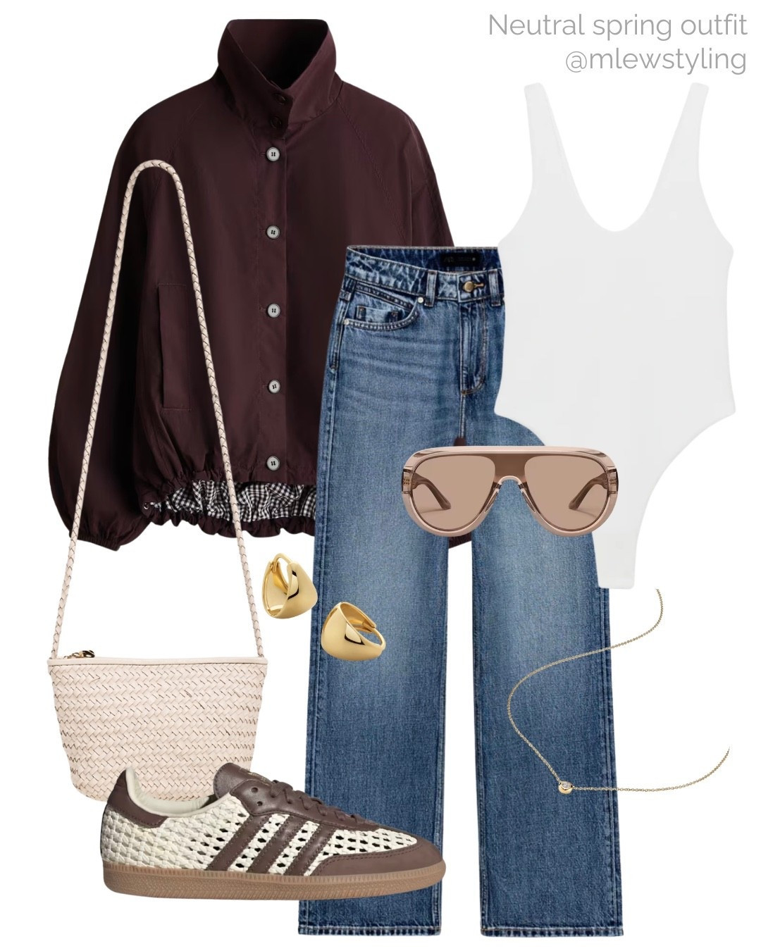 Spring outfit with a bubble hem jacket 🤎

Tags: Zara straight leg jeans, white tank bodysuit, shield sunflasses, adidas samba sneakers, woven madewell bag, chocolate brown spring jacket, neutral aesthetic, capsule wardrobe 

#LTKgrwm #LTKootd