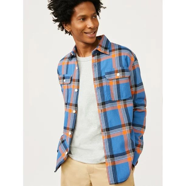 Free Assembly Men's Beach Cotton Flannel | Walmart (US)