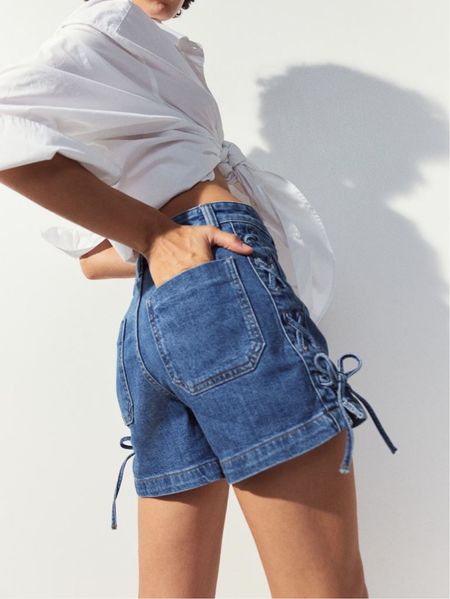 Lace up detail denim shorts 

#LTKfindsunder50 #LTKSeasonal #LTKstyletip