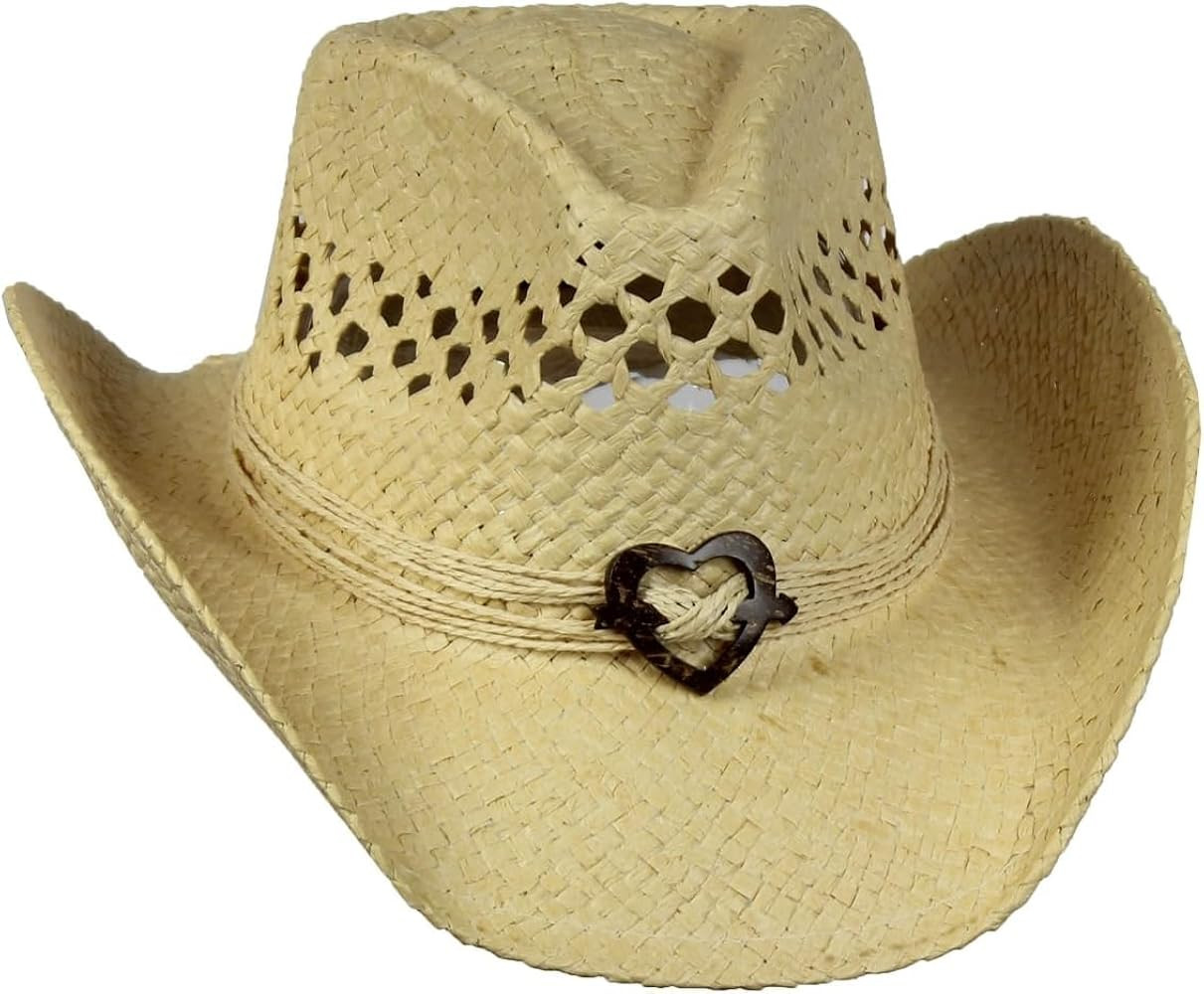 Boho Hip Cowboy Hat with Heart Concho, Natural Toyo Straw, Shapeable Brim | Amazon (US)