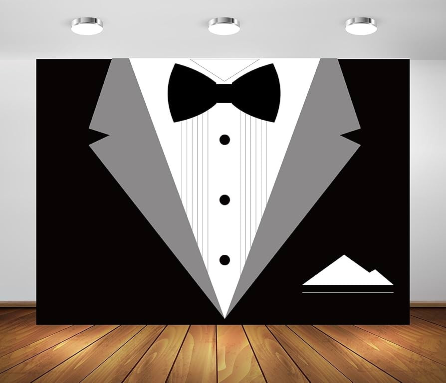 BELECO 7x5ft Fabric Gentleman Tuxedo Backdrop Black and White Bow Tie Suit Background Luxury Birt... | Amazon (US)