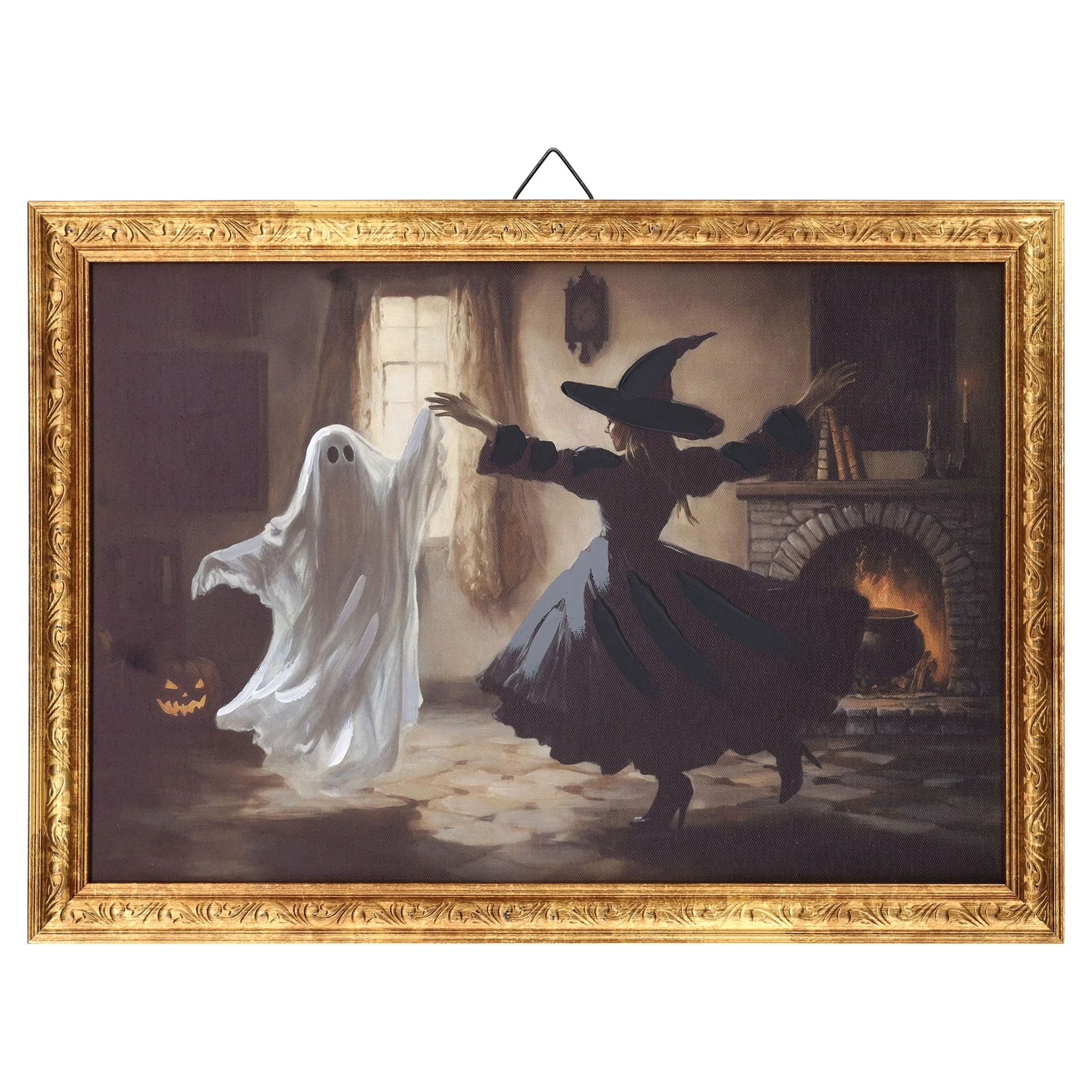 Dancing Ghost and Witch Framed Wall Art, Multicolor, 10" x 14", Halloween by Way To Celebrate | Walmart (US)