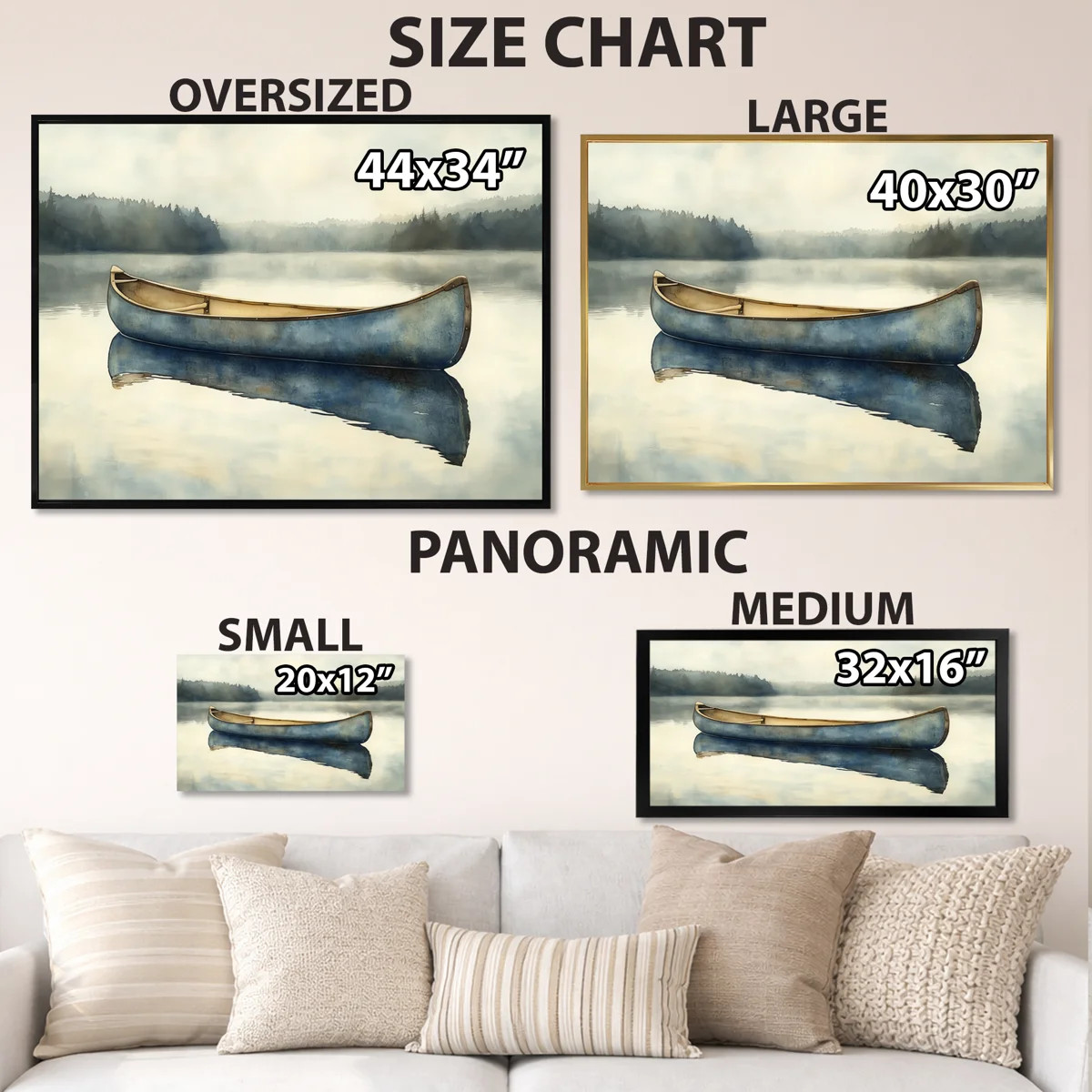Soft Canoe Lake II - Blue Lakeside Wall Art | Wayfair North America