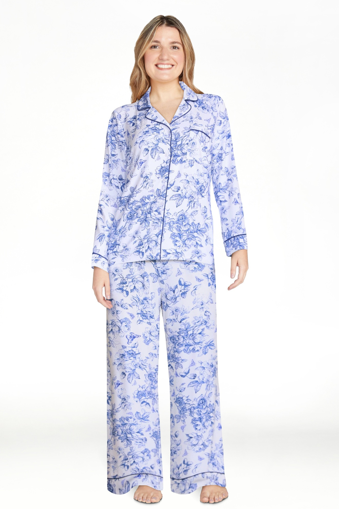Joyspun Women\u2019s Dreamy Soft Collection Notch Collar Top and Pants, 2-Piece Pajama Set, Sizes... | Walmart (US)