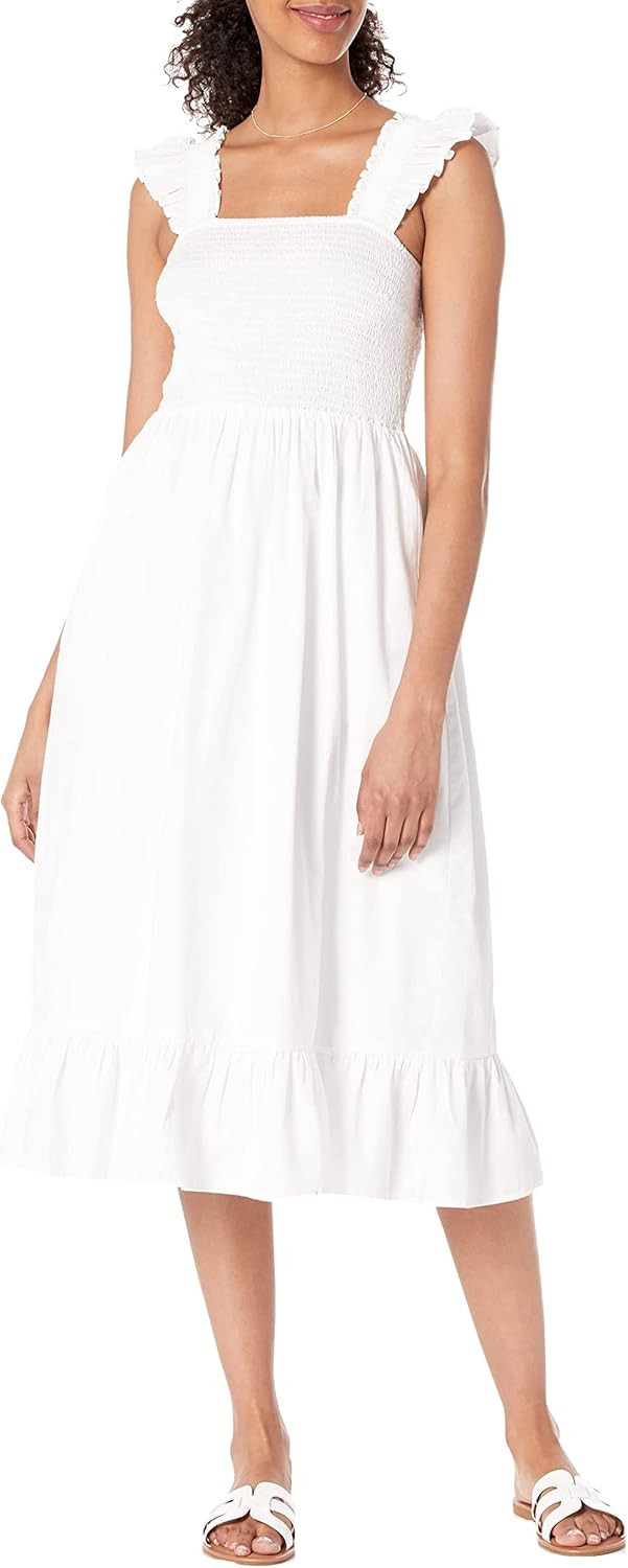 The Drop Women's Kimi Ruffled-Shoulder Smocked Midi Dress | Amazon (US)
