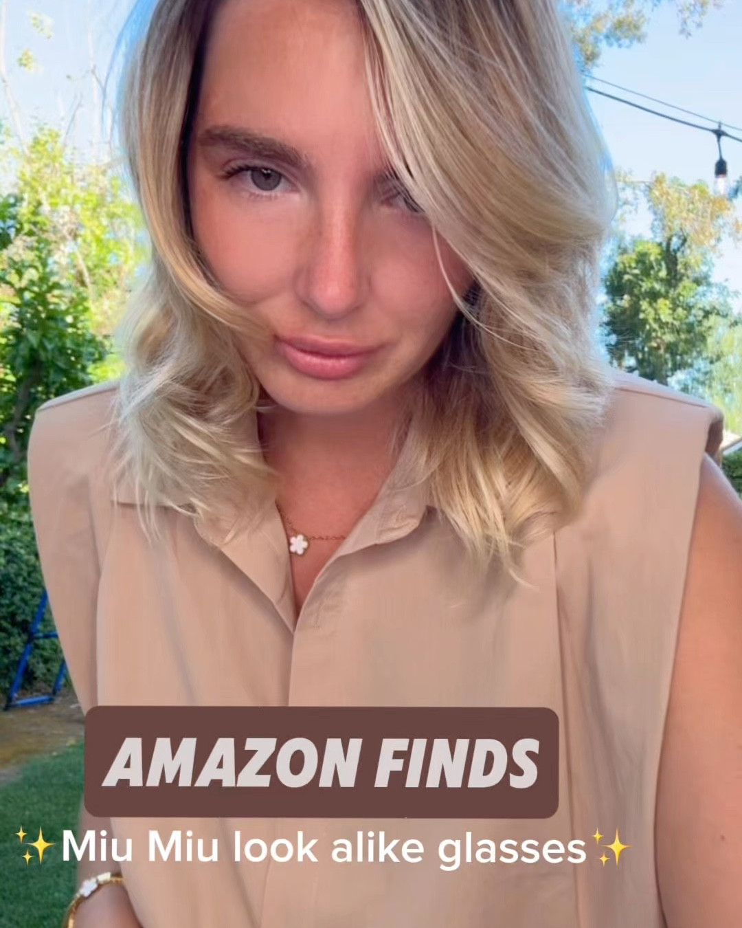 Okay… quick recap of my latest Amazon finds! ✨ All Prime, all cute, and yes — all insanely good quality for the price.

First — this structured sleeveless tank top with padded shoulders. Minimal, elevated, and so flattering! Perfect with jeans or trousers — total capsule wardrobe must-have.

Then these futuristic Y2K sunglasses — giving major it-girl energy 🔥. Lightweight, bold, and they somehow go with everything!

To complete the look: this gold clover jewelry set — necklace, earrings, bracelet — it’s delicate but makes a statement. Such a sweet gift idea too (or keep it for yourself😉).

And let’s talk about this cozy knit 2-piece set — oversized, soft, and effortlessly chic. Lounge wear? Airport fit? School drop-off? Yes, yes, yes.