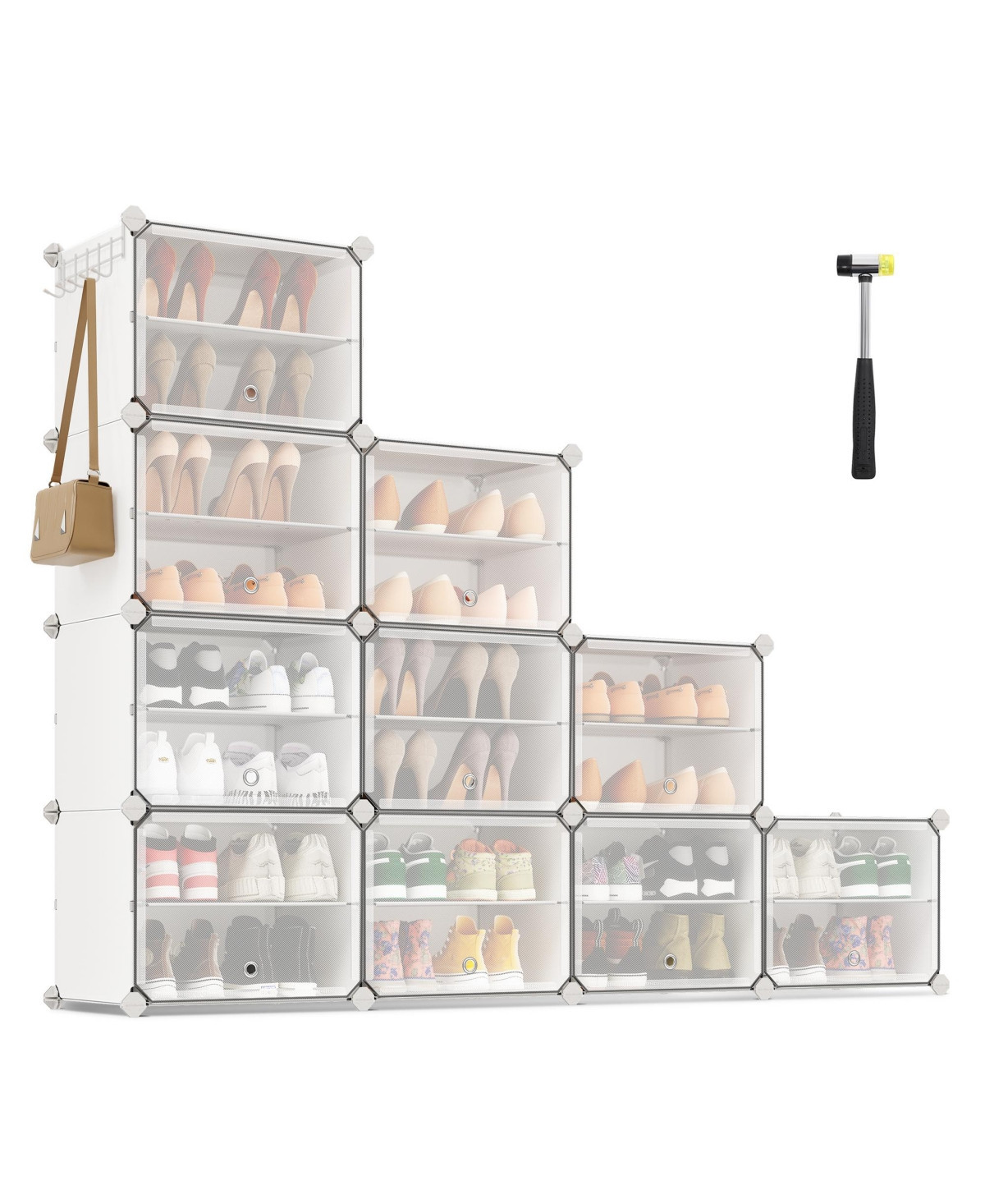 Songmics Home 40 Pair Plastic Shoe Storage Cabinet for Bedroom and Entryway, White - White | Macy's