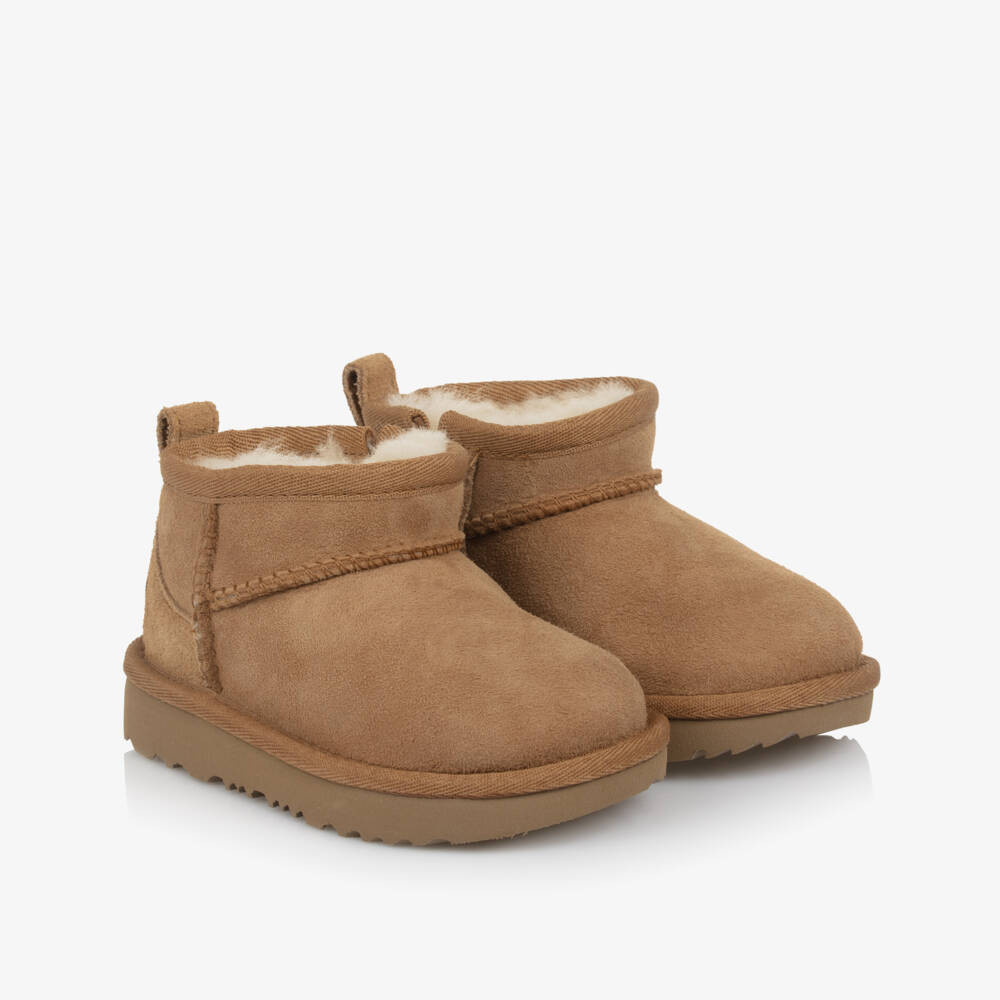 Ugg Chesnut Brown Suede Classic Ultra Mini Boots | Childrensalon