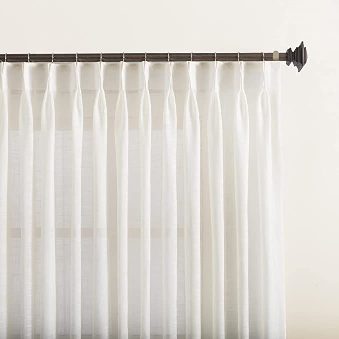 LANTIME Sheer Curtains 102 inches Long, Cream Semi Pinch Pleated Window Sheer Curtain Panel Drape... | Amazon (US)
