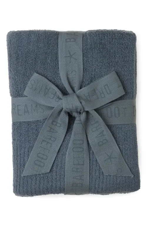 barefoot dreams CozyChic™ Lite® Ribbed Blanket in Smokey Blue at Nordstrom | Nordstrom