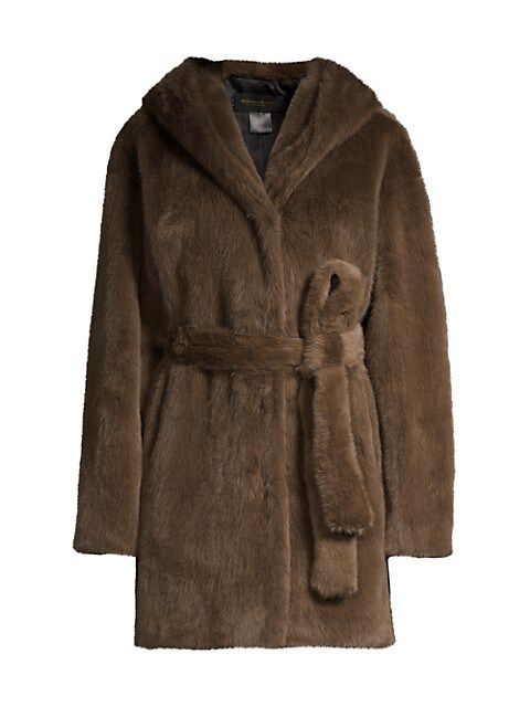Faux Fur Hooded Wrap Coat | Saks Fifth Avenue