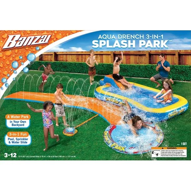 Banzai Aqua Drench 3-In-1 Pool, Sprinkler & Waterslide - Splash Park | Walmart (US)
