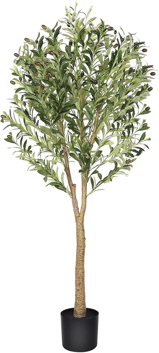 Artificial Olive Tree 5ft Potted Olive Decorative Silk Tree Topiary Real Touch Leaf and Fruits Ev... | Amazon (US)