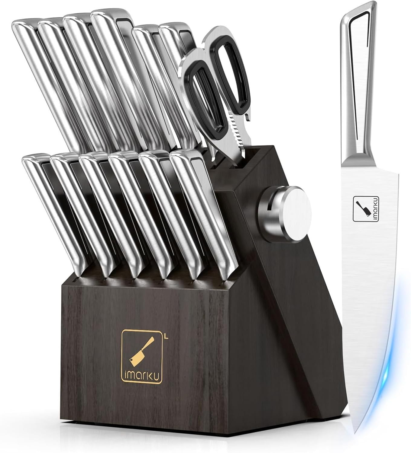 Knife Sets for Kitchen with Block imarku G14 Japanese Knife Set Stainless Steel Kitchen 14pcs, Bu... | Amazon (US)