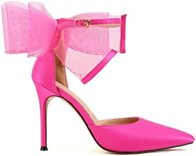 keleimusi Womens Wedding Pumps with Asymmetric Bows Ankle Strap Dress Heeled Sandals | Amazon (US)