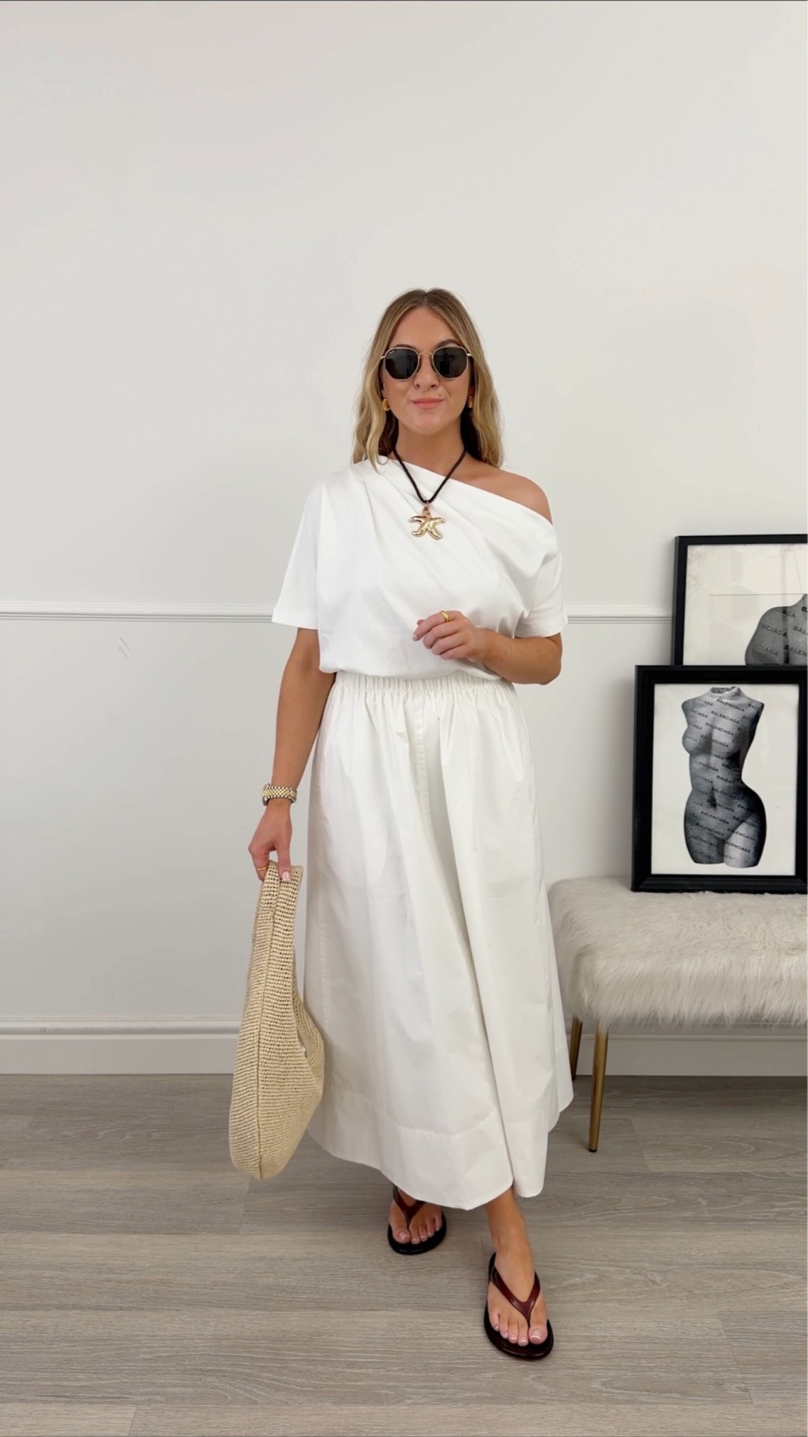 White midi skirt outfit idea. 
My T-shirt is aritzia but I’ve linked a similar one too that I also own!

#LTKsummer #LTKsale #LTKstyletip