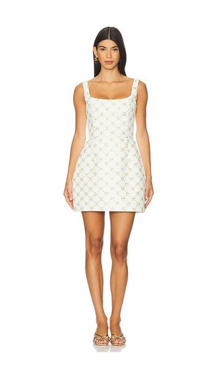 Nadine Merabi Square Neck Tulip Mini Dress in Cream. - size 10/L (also in 2/XS, 4/S, 6/SM, 8/M) | Revolve Clothing (Global)