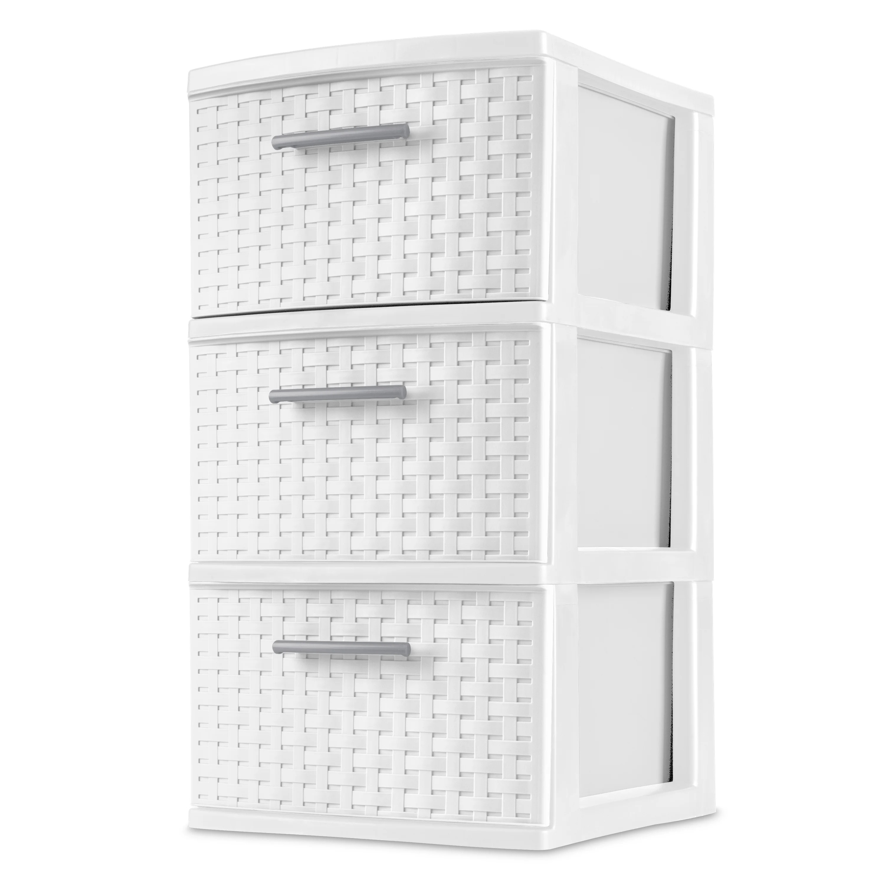 Sterilite 3 Drawer Tower, Slim Plastic Weave 3 Drawer Tower with Pull Handles, White | Walmart (US)