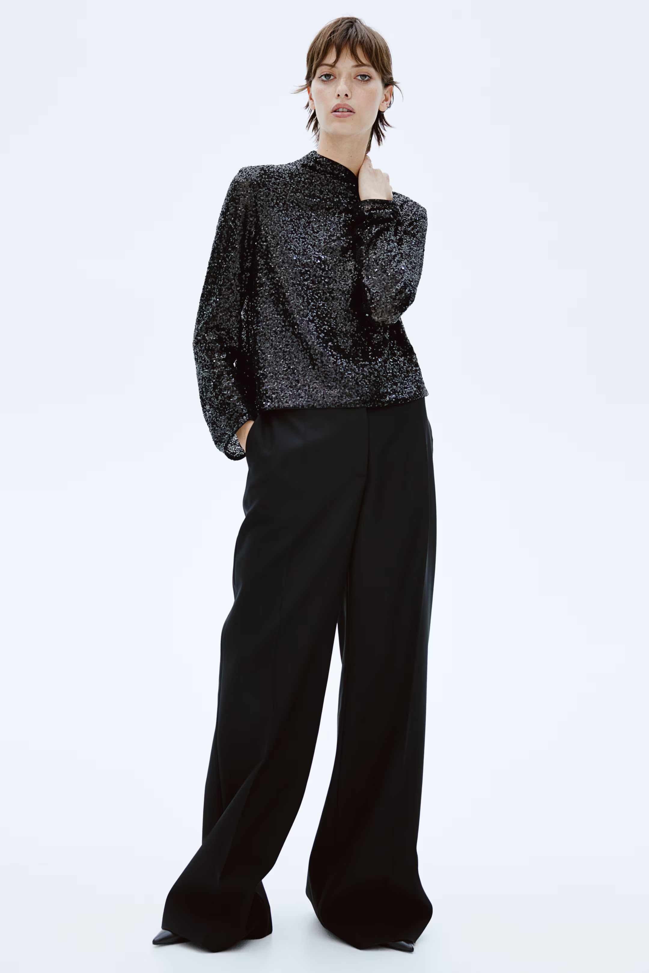Sequined Mock Turtleneck Top | H&M (US + CA)
