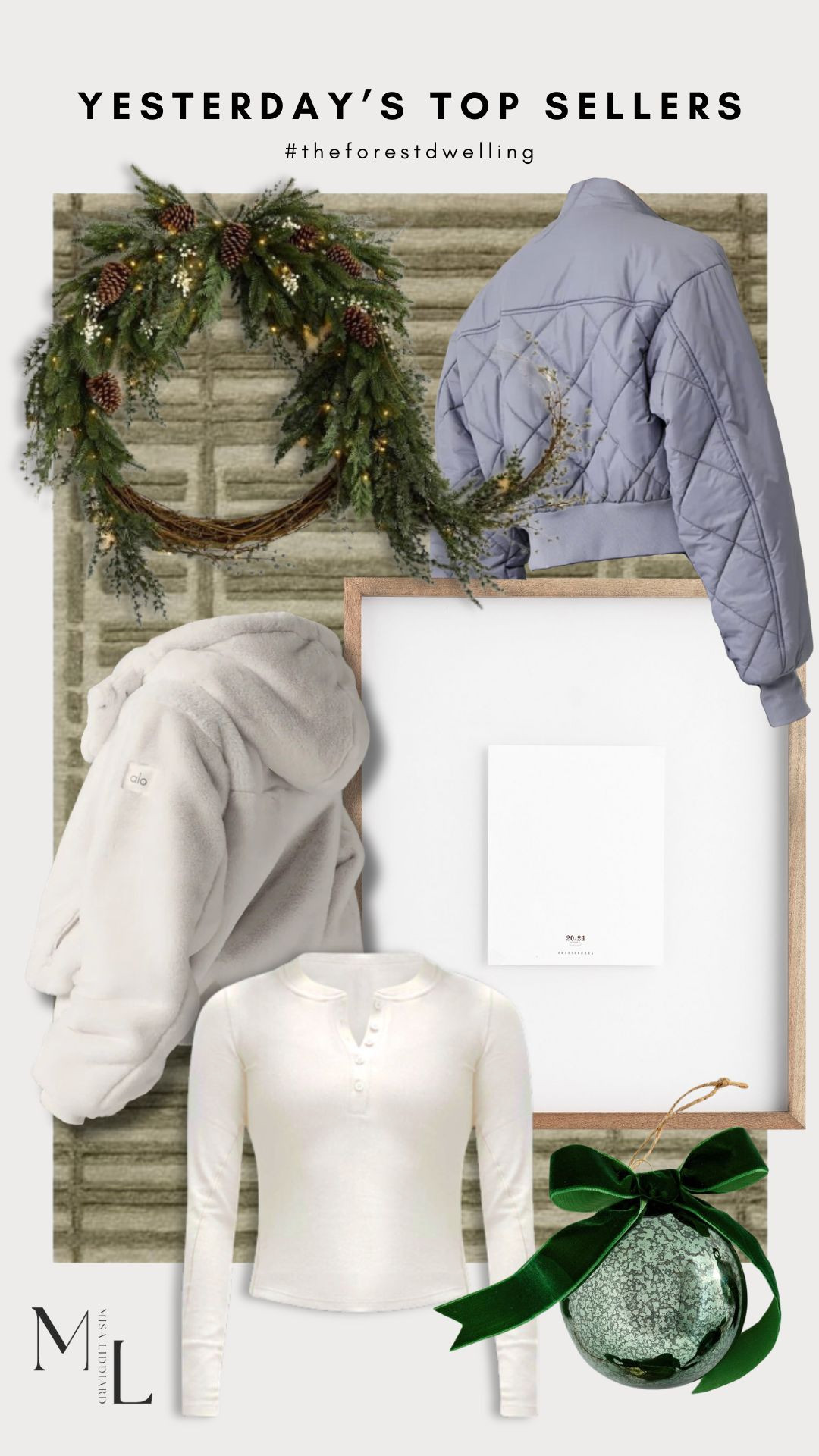Sharing yesterday's top sellers. The quilted bomber jacket is the perfect lightweight layer and it looks so cute with leggings. The glass ornament is from Pottery Barn and comes in a few different colors. Wreath is 48" diameter and is such a statement piece for the holidays. 

 #LTKHoliday #LTKHome #LTKStyleTip