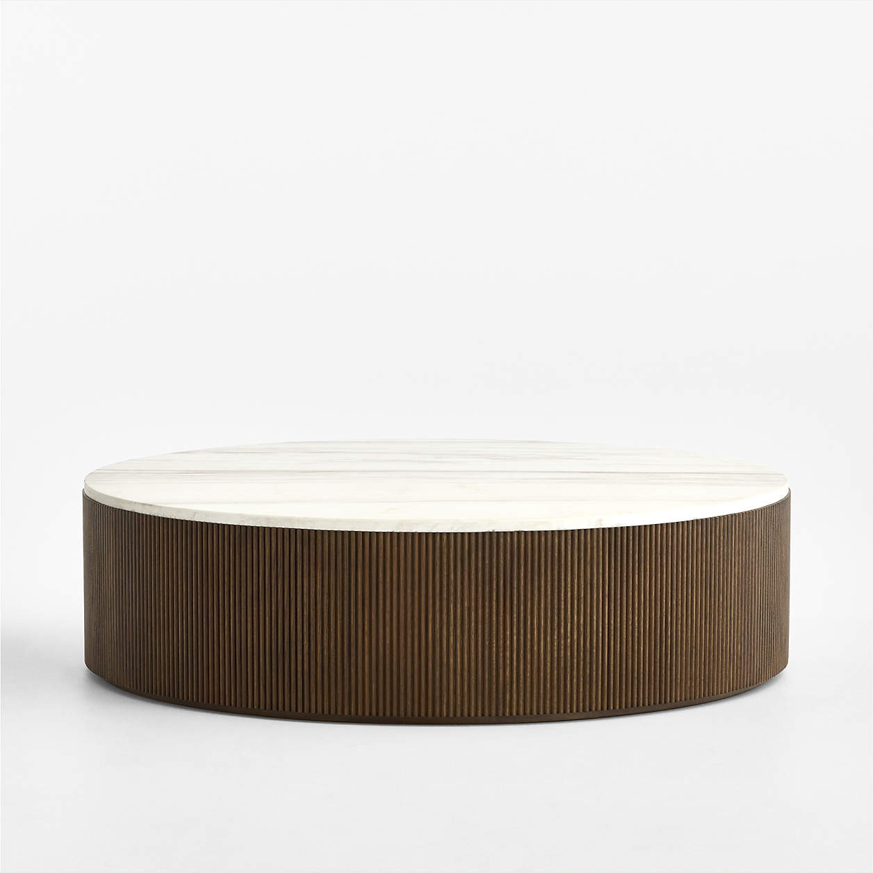 Troupe Marble and Oak Ribbed 56" Round Coffee Table + Reviews | Crate & Barrel | Crate & Barrel