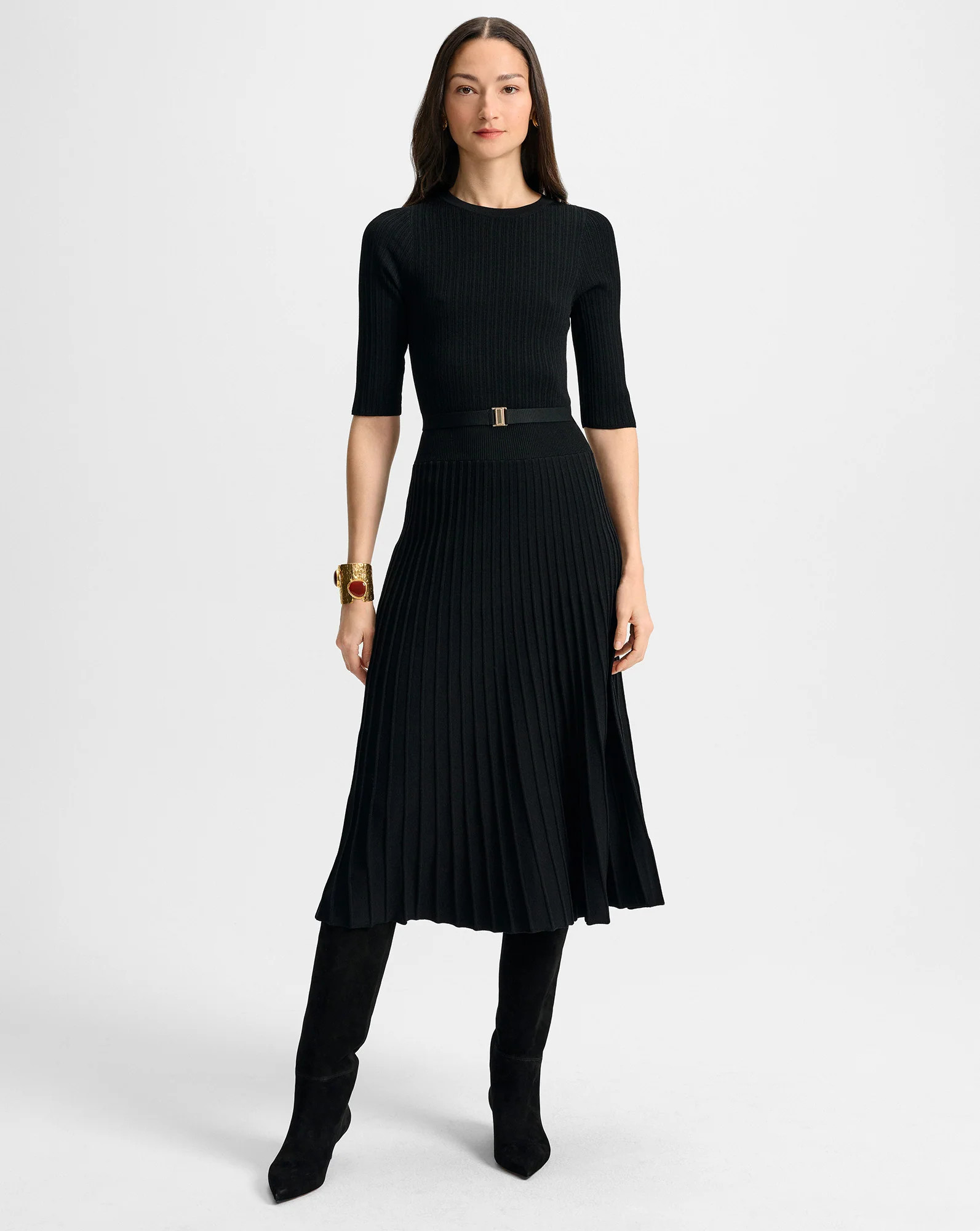 Veronica Beard Elthea Belted Midi Dress Black | Veronica Beard