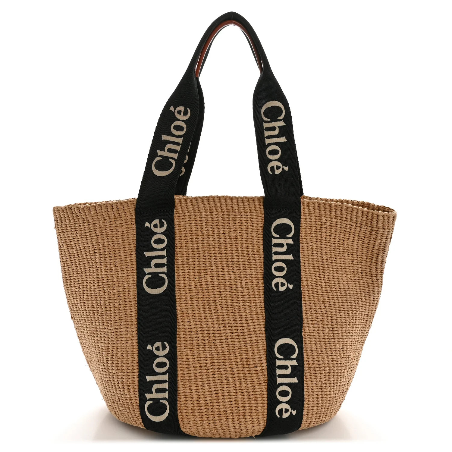 Raffia Large Woody Tote Black | FASHIONPHILE (US)