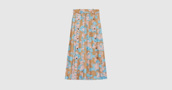 Gucci Waterlily print pleated silk skirt | Gucci (US)