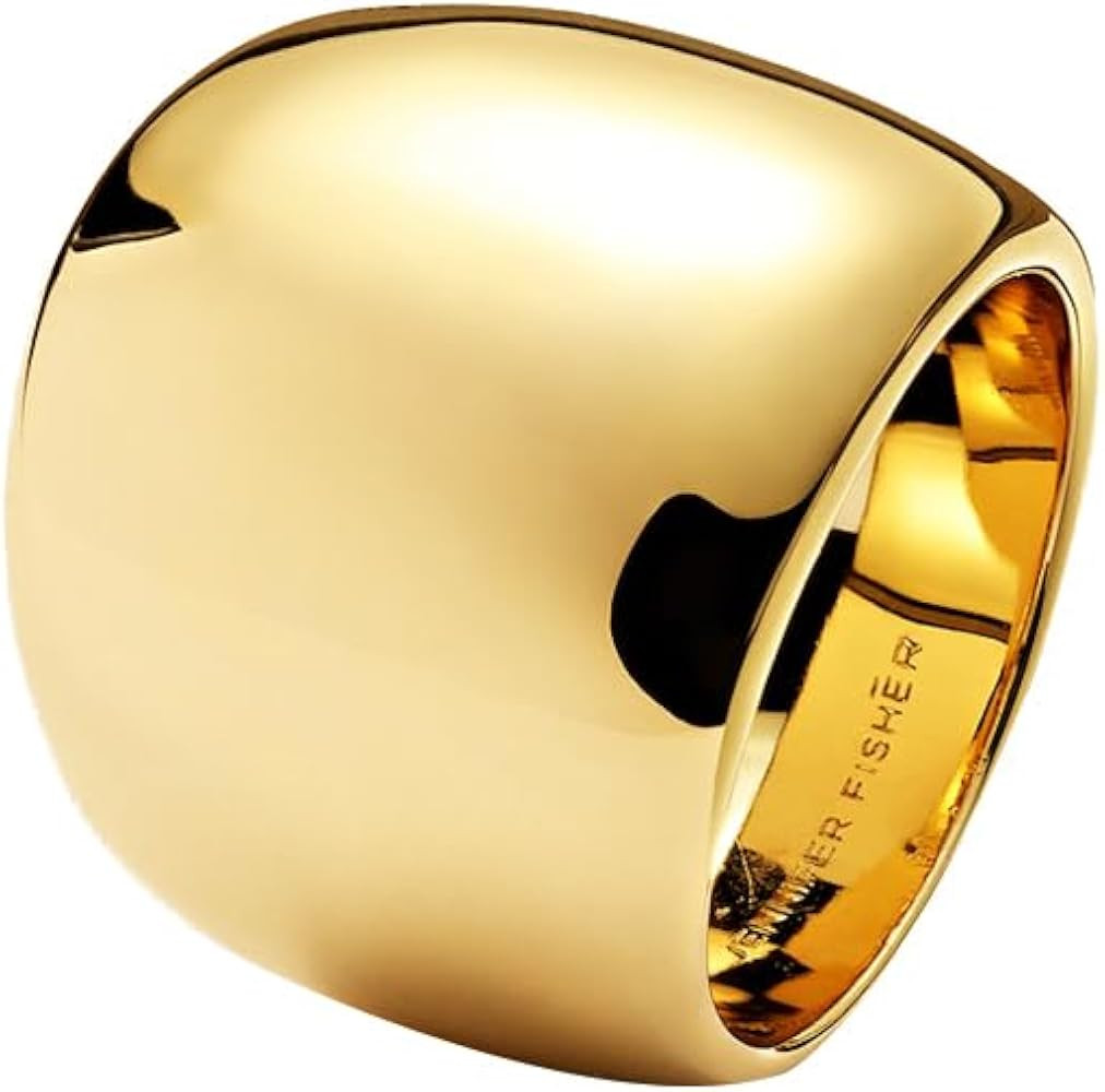 OIDIMS Minimalist Chunky Wide Band Ring for Women Men Gold-Tone Plated Vintage Thick Fashion Dome... | Amazon (US)