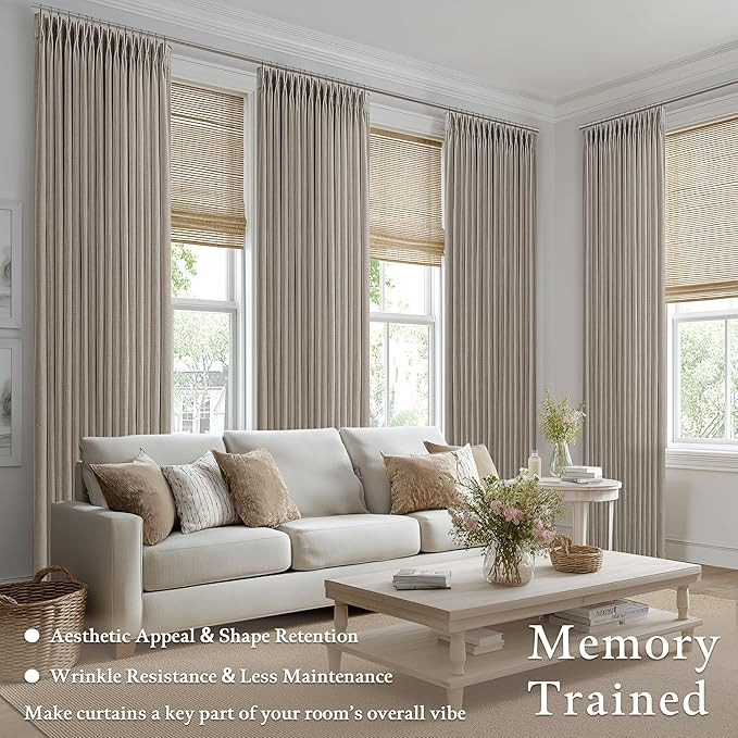 Dark Flax Pinch Pleated Viral Drapes 100 Inches Long 2 Panels Set for Living Room Dining Sliding ... | Amazon (US)