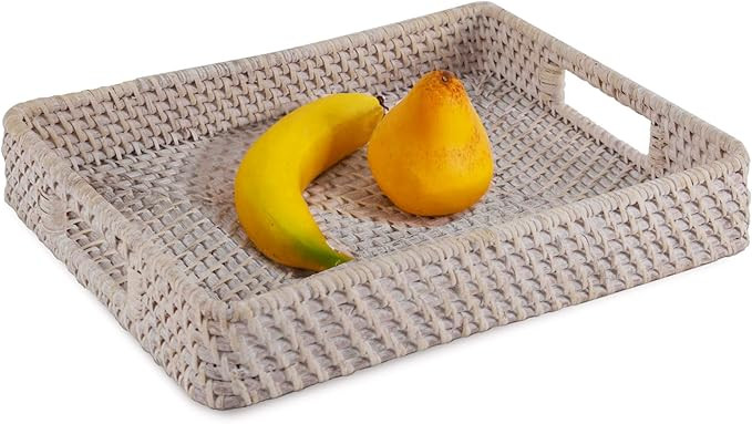 Rectangle Wicker Serving Trays and Platters with Handles | Handcrafted Breakfast, Food, Dish, Cof... | Amazon (CA)