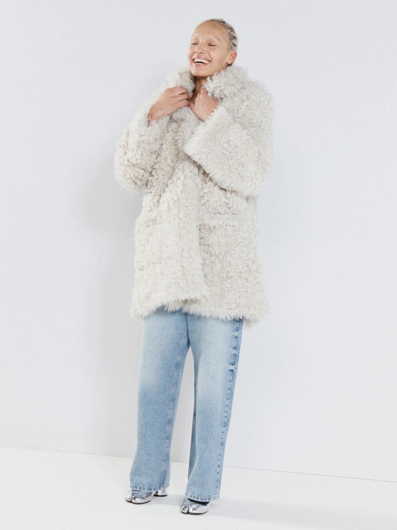 Stand-collar curly-shearling coat | Matches (UK)