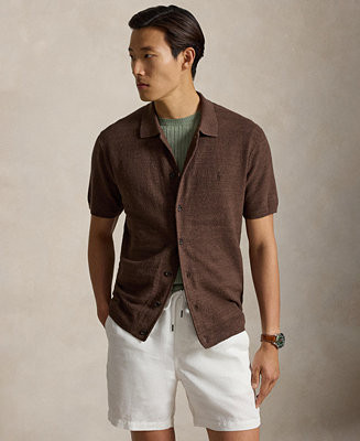 Men's Cotton-Linen Cardigan Shirt | Macy's