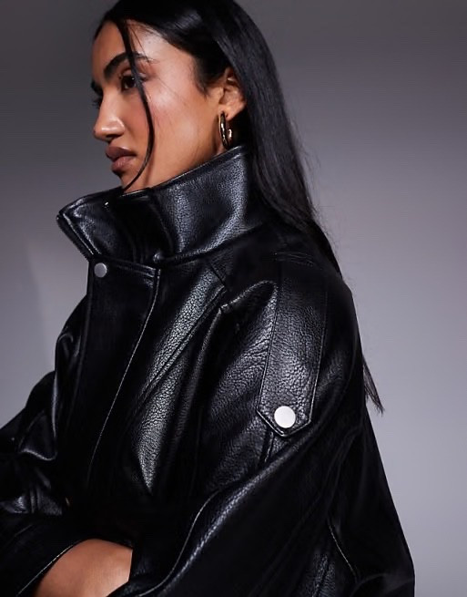 Dupe for the viral Zara leather bomber jacket from River Island - I predict this will sell out quickly!  

#LTKuk #LTKwinter #LTKautumn