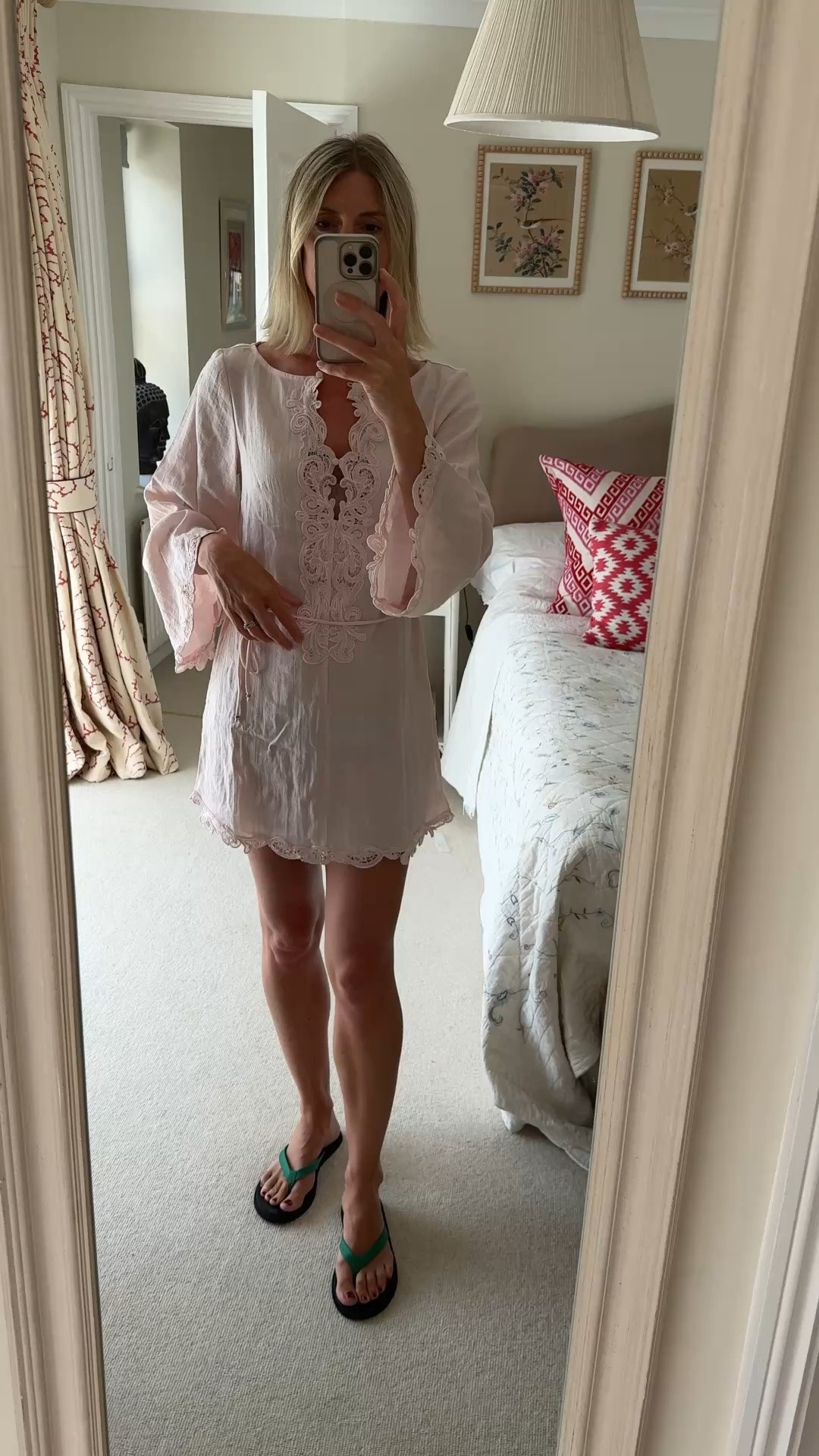 Such a great high street find that looks designer.  The lace detail dress elevates it and its such a pretty shade of powder pink. Ideal throw on for holidays

#LTKsummer #LTKuk #LTKdresses