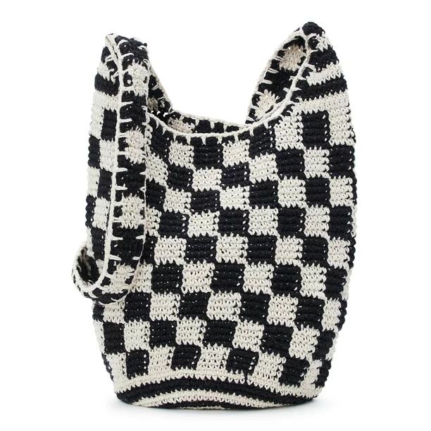 No Boundaries Juniors Festival Crochet Hobo Bag, Black | Walmart (US)